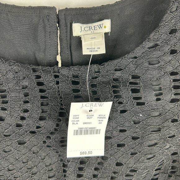 NWT J Crew Black Lace Top Size 00 Short Sleeve Eyelet Lace Blouse - Picture 12 of 12